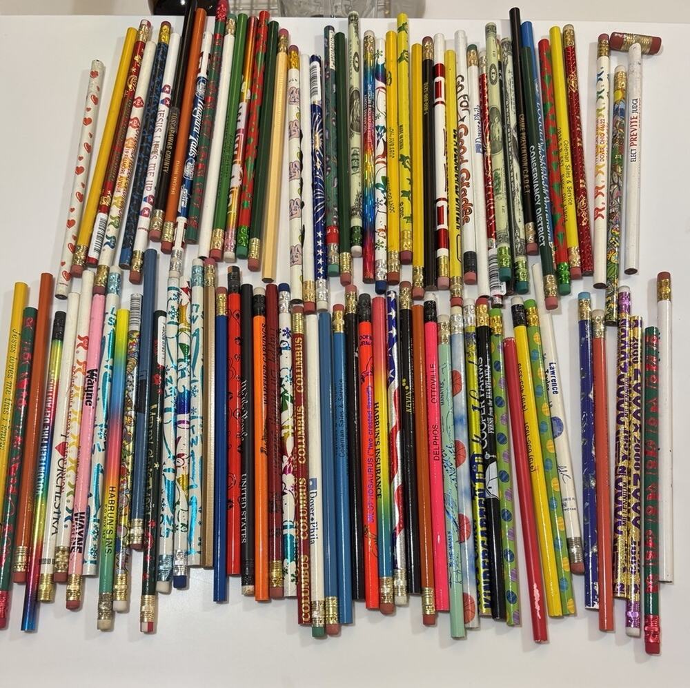 Huge Vintage New Pencils Various Advertising Novelty And Souvenir 80's and 90's